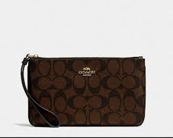 Coach Black And Brown Purse Nwt Coach Signature Pvc Double Corner Zip Wristlet Dark Brown Imaa8 Usa Sell Coach Wristlet Fancy Bags Wristlet Wallet Fashion Backpack