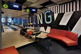 Bowling Interior Design In 2020 Red Bar Stools Wooden Ceilings Design