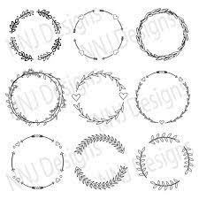 Laurel Wreath Outline Svg Bundle Round Circle Monogram Frame Leaves Hand Drawn Floral Heart Silhouette Cricut Digital Eps Pdf Dxf Png Svg In 2021 Monogram Frame Circle Monogram Circle Outline