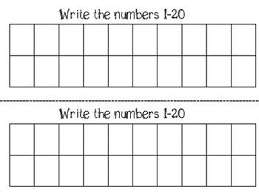These number charts can be used for a variety of number and counting activities during guided math groups. 1 20 Chart Writing Numbers Writing Practice Writing Templates