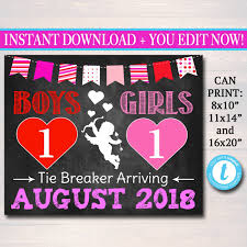 Find this pin and more on pregnant announcement by katelyn hodge. Valentines Tie Breaker Pregnancy Announcement Printable Chalkboard Po Tidylady Printables