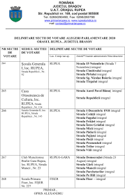 Lista cu si ac emise sau prelungite in 2020. Delimitare Sectii De Votare Alegeri Parlamentare 2020 PrimÄria Rupea