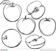 Black And White With One Color Drawing Apple Line Drawing Of Apples On A White Background One Color Vector Illustration Vector Illustration Line Drawing Drawing Apple