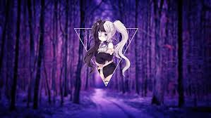 Best purple anime wallpapers and hd background images for your device! Hd Wallpaper Anime Anime Girls Purple Background White Hair Black Hair Wallpaper Flare
