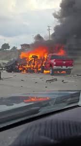 Here’s the fiery crash that caused the closure of Highway 281 south near  Stone Oak Parkway…