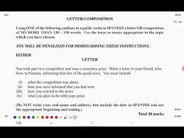 Ready to write to your spanish pen pal? Csec Spanish Jan 2010 Letter Guide And Sample Youtube