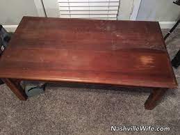 Be sure to use the correct protective gear (a mask and safety glasses). Refinishing Furniture Coffee Table Nashville Wife