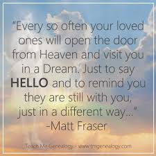 Every So Often Your Loved Ones Will Open The Door From Heaven And Visit You In A Dream Teach Me Genealogy Heaven Quotes Grief Quotes Loved One In Heaven