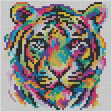 Perler Beads Rainbow Tiger Beading Kit Pixel Art Pattern Hama Beads Design Perler Bead Art