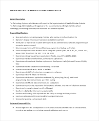 Must be a strong and loyal individual. Free 10 Sample System Administrator Job Description Templates In Pdf Ms Word