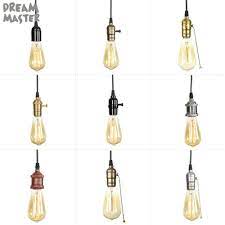 Wakeman pull cord light portable led hanging bulb camping closet 3 aaa battery operated. Vintage Aluminum Copper Pendant Light Holder With Knob Pull Chain Switch E27 Pendant Lamp Adapter Wire Ceiling Base Hanging Lamp Pendant Light Holder Pendant Lamphanging Lamp Aliexpress