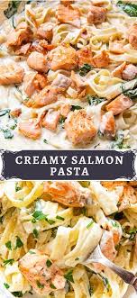 Creamy Salmon Pasta With Mixed Greens Salmon Pasta Recipes Creamy Salmon Pasta Salmon Pasta