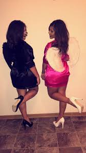 Bff Black And White Angel Costume Vs Angel Costume Love The Pink Robe And White Heels Victoria Secret Halloween Costumes Halloween Costumes Women Halloween Costumes College