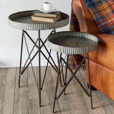 Corrugated sheet metal is a tough material, light weight, weather resistant, and practical for many. Round Corrugated Metal Tray Table Set Of 2 Coffe Table Decor Metal Trays Galvanized Decor