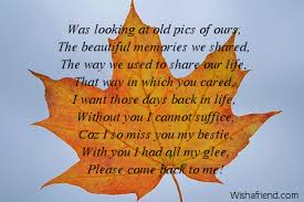 I miss my bff poems. Missing You Friend Poems