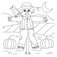 Scarecrow Coloring Page for Kids 5073800 Vector Art at Vecteezy