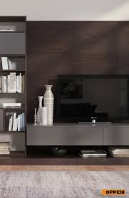 This Contemporary Design Dark Wood Tv Cabinet Is Made Of Melamine Carcase And Gray Acrylic Door Panel It Can Also Be Used A Painel Tv Painel Tv Sala Decoracao