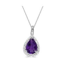Allurez Pear Shaped Amethyst Pendant Necklace 14k White Gold 0 65ct Amethyst Necklace Pendant 14k White Gold Necklace Amethyst Pendant
