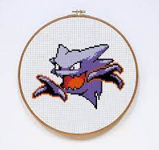 Haunter Pokemon Cross Stitch Pattern Instant By Dazzlingdoilies Pokemon Cross Stitch Patterns Cross Stitch Patterns Stitch Patterns