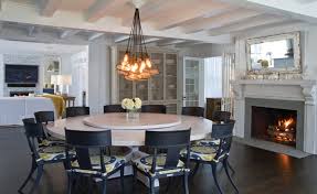 It's also versatile enough that it can fit well to most of today's interior design settings. Custom Headlamp Chandelier Custom Whitewashed Round Dining Table Lazy Susan Coastal Dining Room New York By Chango Co Houzz