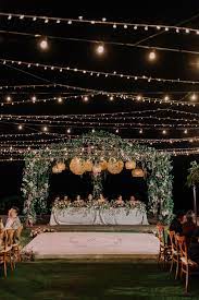 Dazzling Garden Wedding Of Amelia And William At Pandawa Cliff Estate Bali Bridal Ta Outdoor Night Wedding Outdoor Wedding Lighting Outdoor Wedding Decorations