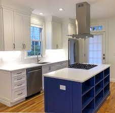 Get directions, reviews and information for cambridge kitchens and baths inc in cambridge, on. Contrasting Blue Kitchen Island Shaker Style Kitchen Cabinets Blue Kitchen Island Kitchen Cabinet Styles