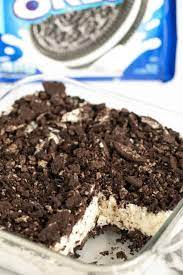 Frozen Oreo Dessert In A Glass Dish Oreo Dessert Oreo Dessert Recipes No Bake Oreo Dessert
