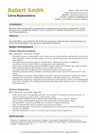 claims representative resume samples