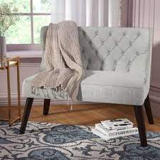 Doring Tufted Wing Back Settee Bedroom Bench Dining Bench Cushion Dining Bench With Back Settee Furniture