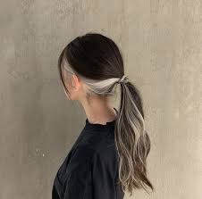 The purple highlights make the beautiful contrasts as with brown as with blonde hair. Dark Brown Hair Dyed Silver Underneath Hair Color Streaks Hair Inspo Color Hair Color Underneath