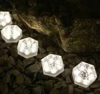 Solar Inground Lights Hexagon Tile Lights Outdoor Lamps Solar Waterproof  RGB LED Garden Floor Tile Light