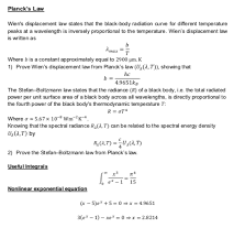 This law was first derived by wilhelm wien in 1896. Planck S Law Wien S Displacement Law States That The Chegg Com