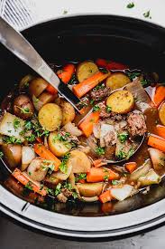 The stew has very little water in it, but as it cooks, the condensation adds more liquid. Best Ever Slow Cooker Beef Stew Recipe The Food Cafe Just Say Yum