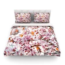 Iris Lehnhardt Flowering Plum Tree Pink Blossoms Cotton Duvet Cover Kess Inhouse Hering