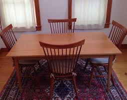 This timeless dining table features the clean lines of shaker design with square tapered legs. Handmade Shaker Cherry Dining Table Custom Made In Vermont