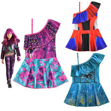 2020children Swimsuit Descendants 3 Mal Audrey Cosplay Costume Fancy Dress Childrens One Shoulder Tops Dress Swimwear Grils Dresses Aliexpress