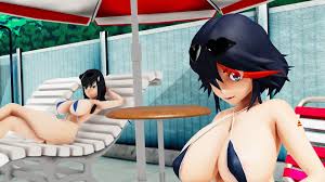 KiruNeru] Poolside Bugs Kill la Kill Variant with Ryuuko & Satsuki