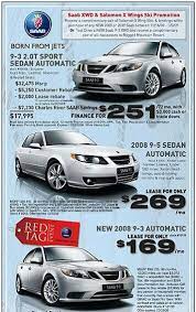 saab dealership sales lease sales ad