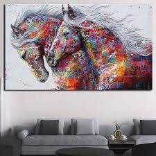 Hangers are always a neat idea for wall decoration, but you can take it to the next level and turn one into diy oxidized copper painting. Asewon Animal Unframed Wall Art For Living Room Bedroom Home Decor Colorful Two Running Horses Prints And Posters Canvas Painting Horse Pictures For Walls Walmart Canada