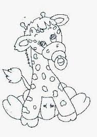 Baixe estes desenhos de girafas para imprimir e colorir e solte a sua colorir desenhos é divertido para crianças de todas as idades e é uma ótima ferramenta educacional que ajuda as crianças a desenvolver habilidades. Desenho De Bebe Girafa Com Chupeta E Fralda Para Pintar Padroes De Blackwork Padroes De Bordado Livre Carimbos Digitais