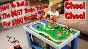 This steam engine model includes a passenger coach, a cargo vehicle, a coal car, two straight tracks, and eight curved tracks. How To Build A Simple Train Activity Table For Kids Youtube