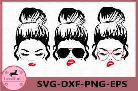 Download Messy Bun Svg Face Girl With Lashes Svg Mom Life Svg 703835 Cut Files Design Bundles
