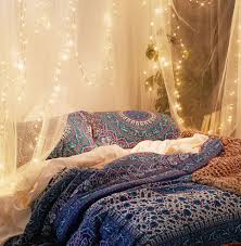 This bedroom features a sloped lighting feature with some of those great, tiny sparkle lights that add so much intrigue into a space. 30 Romantic String Light Ideas For The Bedroom