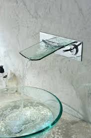Beautiful Waterfall Bathroom Faucet Stainless Steel Base Two Lever Handle Solid Glass Spout Wall Mounted B Glass Bowl Sink Bathroom Design Trends Faucet Design