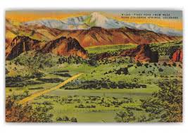 Attractive mountain scenery is nearby. Colorado Springs Colorado Pikes Peak From Mesa Vintage Grusskarten Echte Postkarten Online Versenden