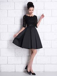 Bowknot Half Sleeve Lace Short Black Cocktail Dress Cocktail Dresses With Sleeves Cocktail Dress Lace Cocktail Dress Classy