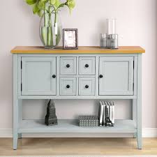 Console Table With 4 Storage Drawers 46 X 15 X 34 Wood Buffet Sideboard Desk With 2 Cabinets And Bottom Shelf Retro Tall Entryway Table Cupboard W Mdf In 2020