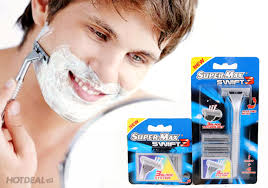 Bộ Dao Cạo Râu Kèm Vỉ Thay Đầu Lưỡi Cao Cấp Super