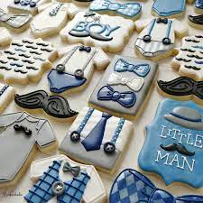 Cookies For A Dapper Little Boy S Baby Shower Inspired By The Incredibly Talented Carlotassweets Itsabo Baby Boy Cookies Baby Shower Cookies Baby Cookies