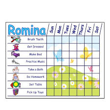 Childrens Chore Chart With Chore Pictures Girl Themes Home